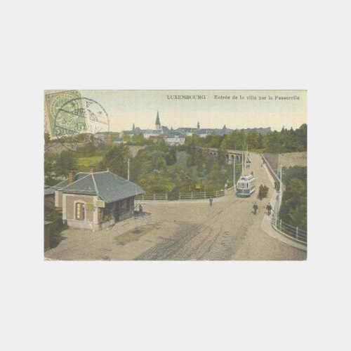 1913 Lüksemburg Tramvay İstasyonu Kartpostal