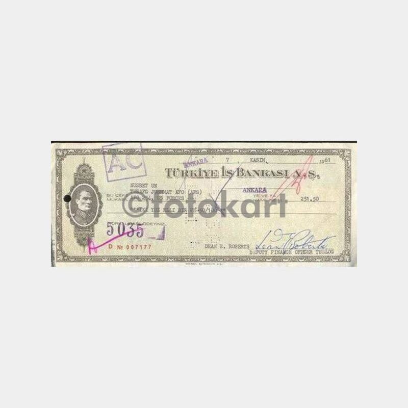 1961 Türkiye İş Bankası Pullu Çeki