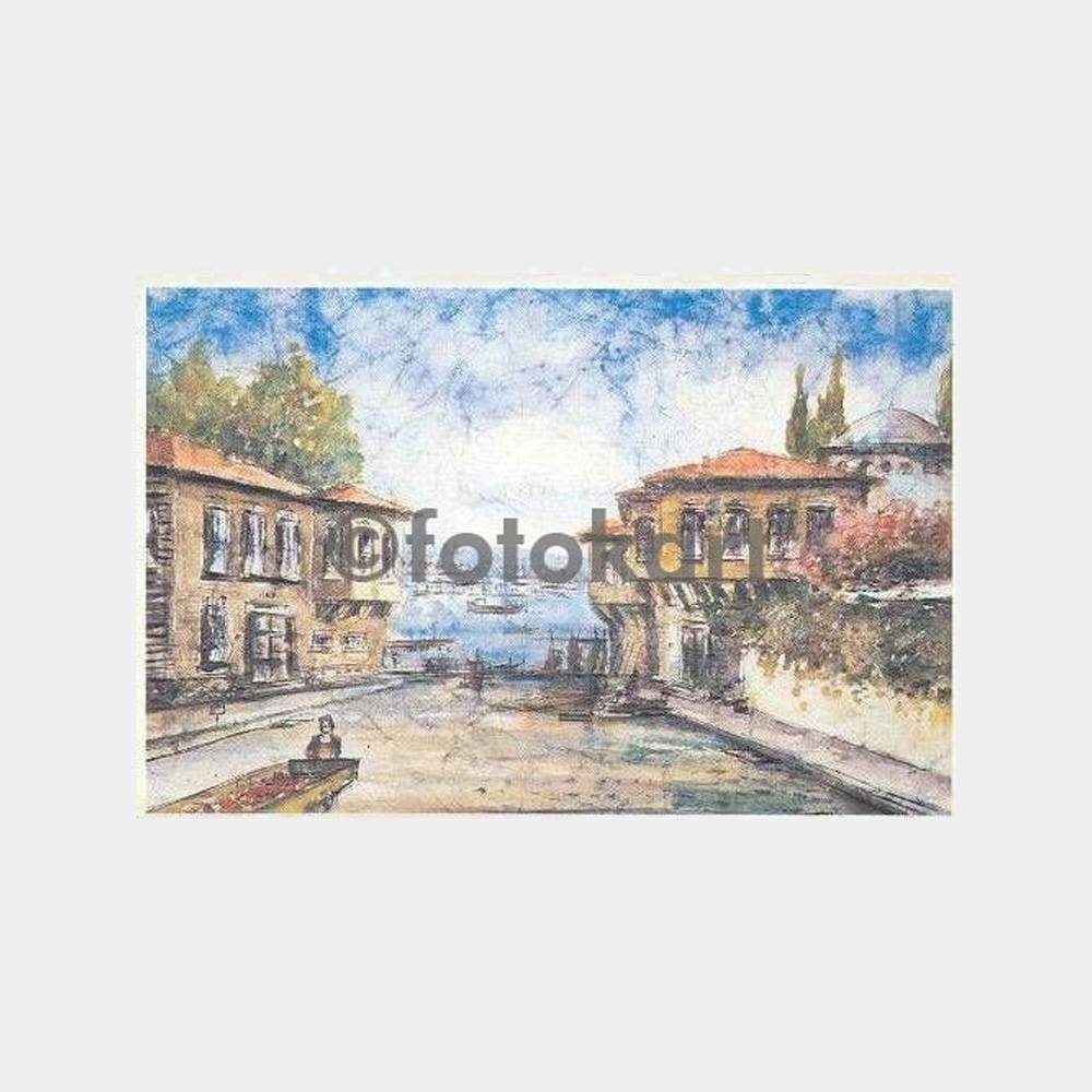 İstanbul Çengelköy Sokağı Tablo Kartpostal