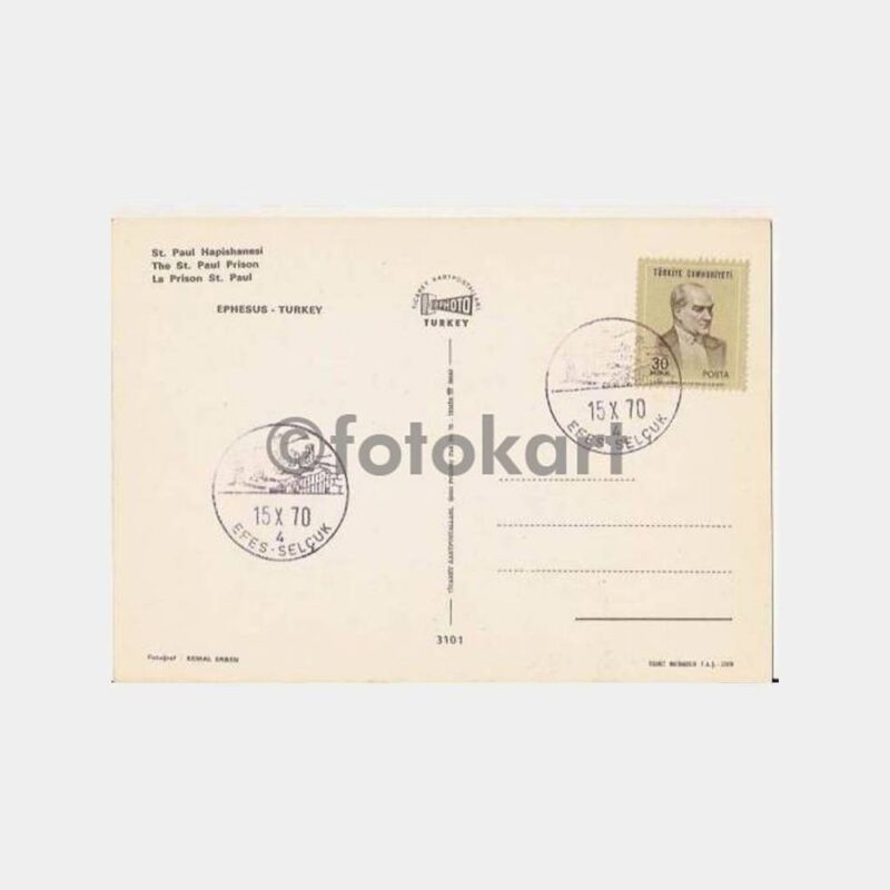 1970 Efes Selçuk Turistik Posta Damgalı Kart - Görsel 2