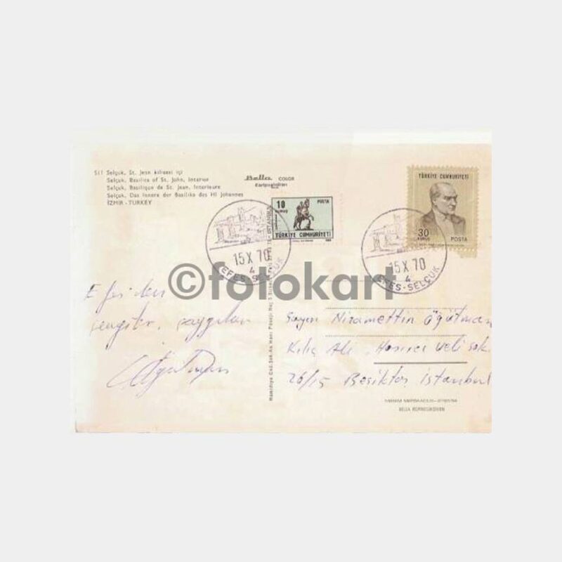 1970 Efes Selçuk Turistik Posta Damgalı Kart - Görsel 2