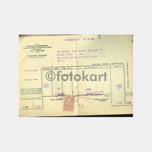 1962 Nişantaşı İETT Elektrik Makbuzu