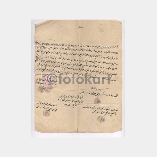 1922 Eski Türkçe Fiskal Pullu Belge