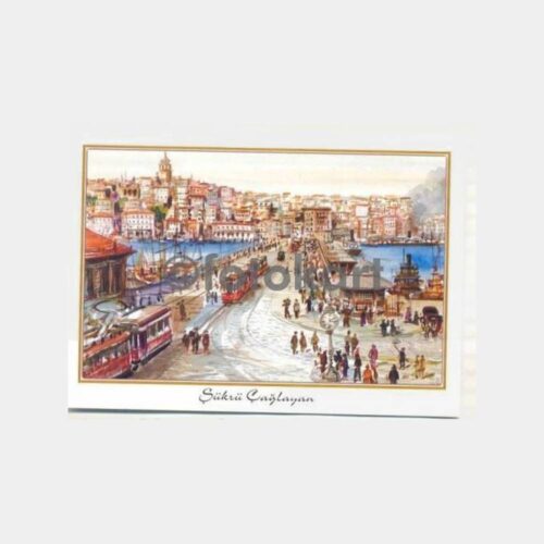 İstanbul Galata Köprüsü Tramvay Tablo Kartpostal