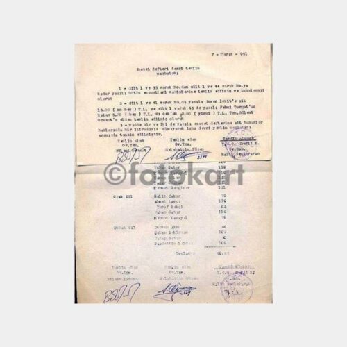 TCG Ereğli Gemisi Emanet Defteri ve Maaş Bordosu Mazbatası