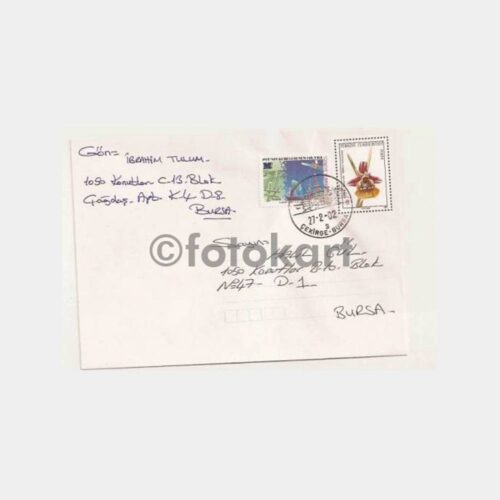 1991 Orkide Çiçek Pul Baskılı Damgalı Zarf-3