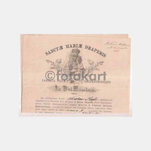 1901 İstanbul Pera-Beyoğlu Kilise Belgesi