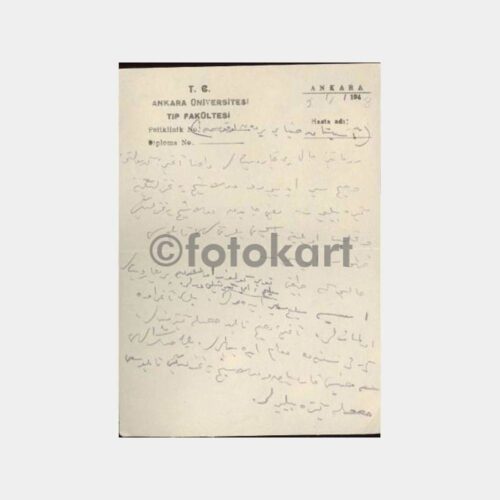 1948 Ankara Üniversitesi Tıp Fakültesi Reçete