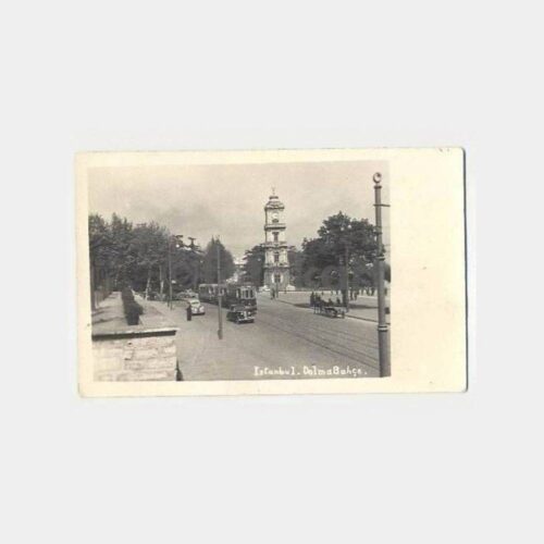 İstanbul Dolmabahçe Saat Kulesi Tramvay Kartpostal