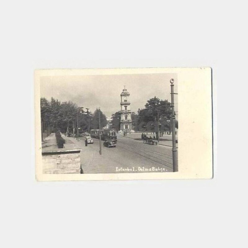 İstanbul Dolmabahçe Saat Kulesi Tramvay Kartpostal
