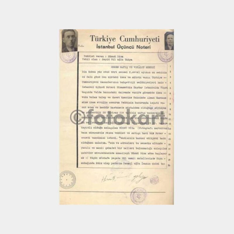 1935 Arsa Satış Sözleşmesi Noter Belgesi