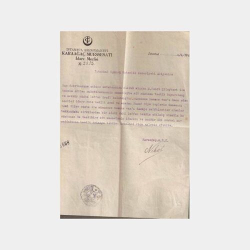 1929 Sütlüce Karaağaç Müessese Belgesi