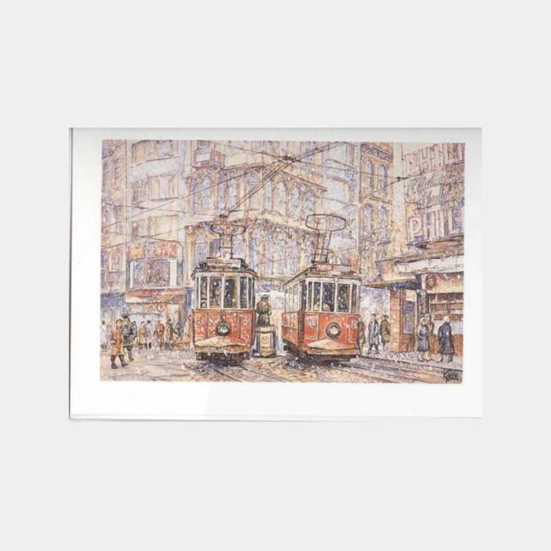 Beyoğlu Tramvaylar Tablo Tebrik Kartı