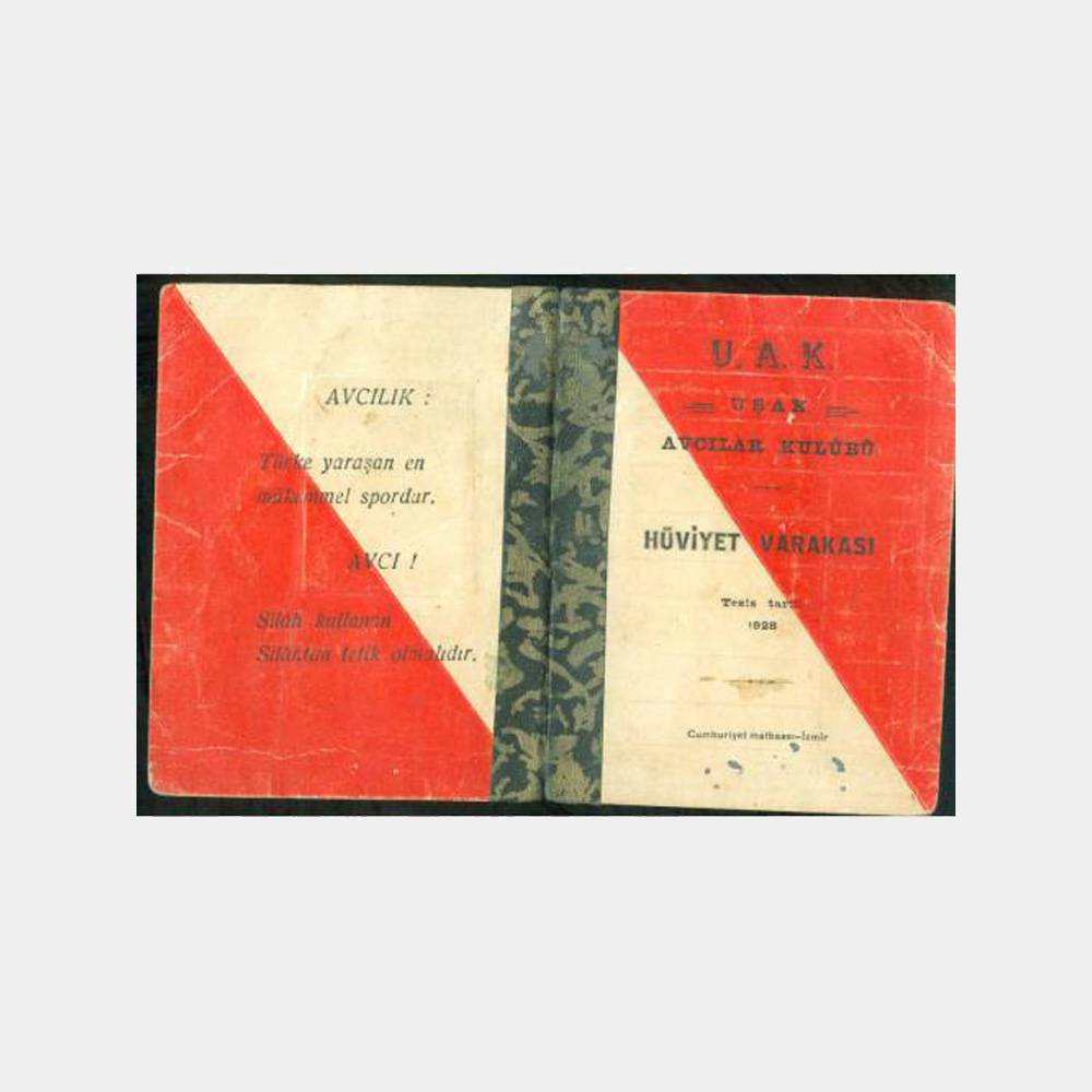 1940 Uşak Avcılar Kulübü Kimlik Kartı