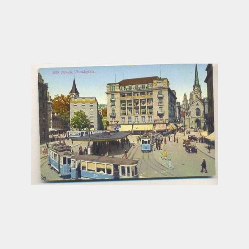 Zürih İsviçre Tramvaylar Eski Kartpostal