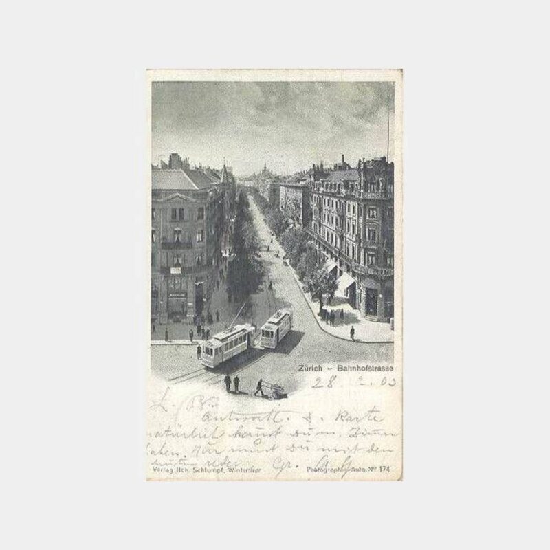 1903 Zürih Tramvay Caddesi Kartpostal