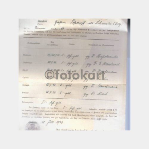 1922-23 Almanya Okul Diploma Belgesi