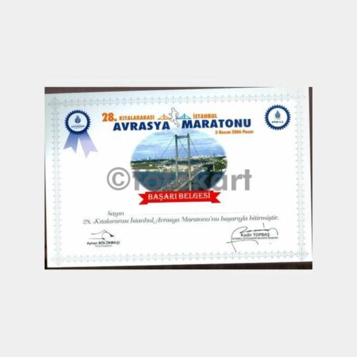 2006 28. Avrasya Maratonu Başarı Belgesi