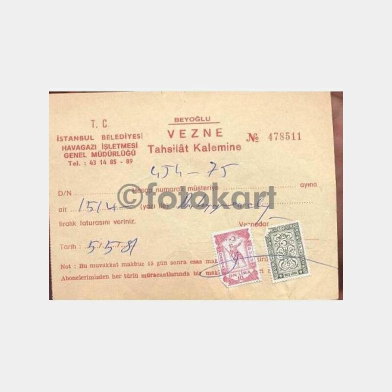 1981 Beyoğlu Havagazı Makbuzu