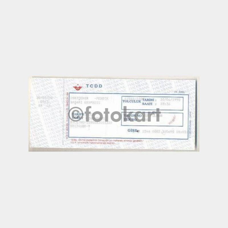 1998 T.C.D.D. Eskişehir-Pendik Başarı Ekspresi Bilet
