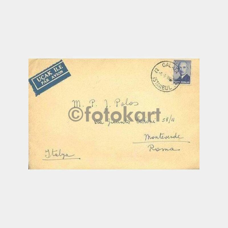 1950 Galata - Roma Damgalı Uçakla Gön Zarf