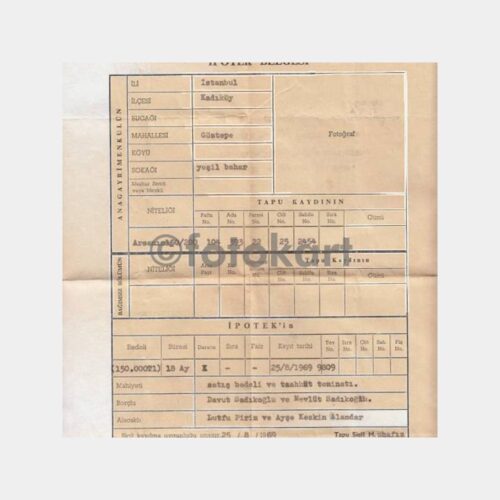 1969 İpotek Hukuk Belgesi
