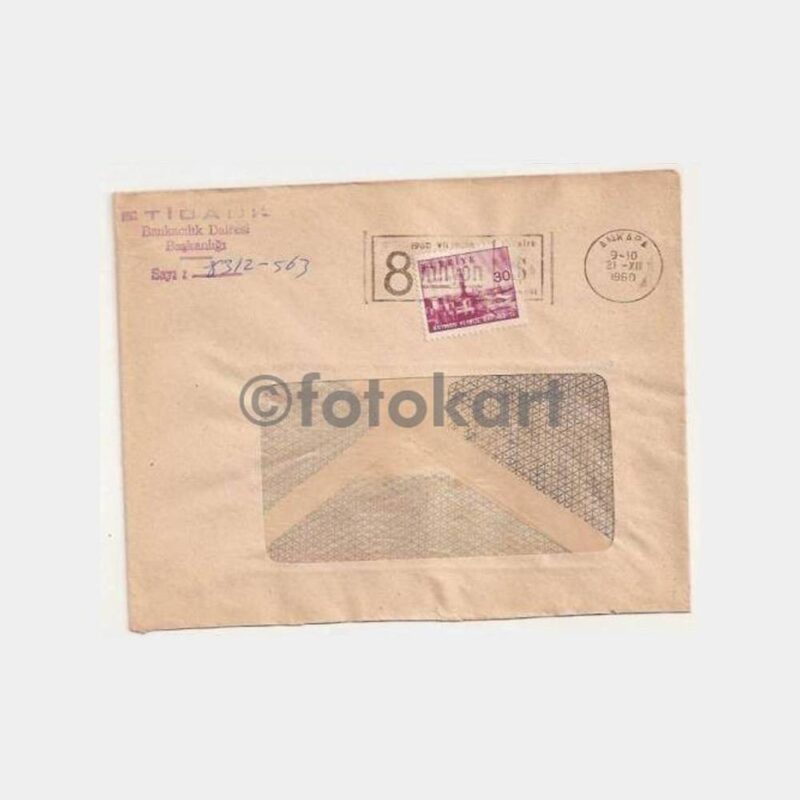 1960 İş Bankası 8 Milyon Lira Flam Damga Zarf