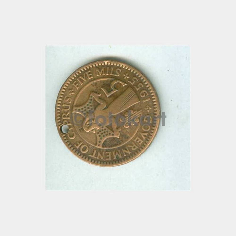 1955 Kıbrıs 5 M Yabancı Madeni Para