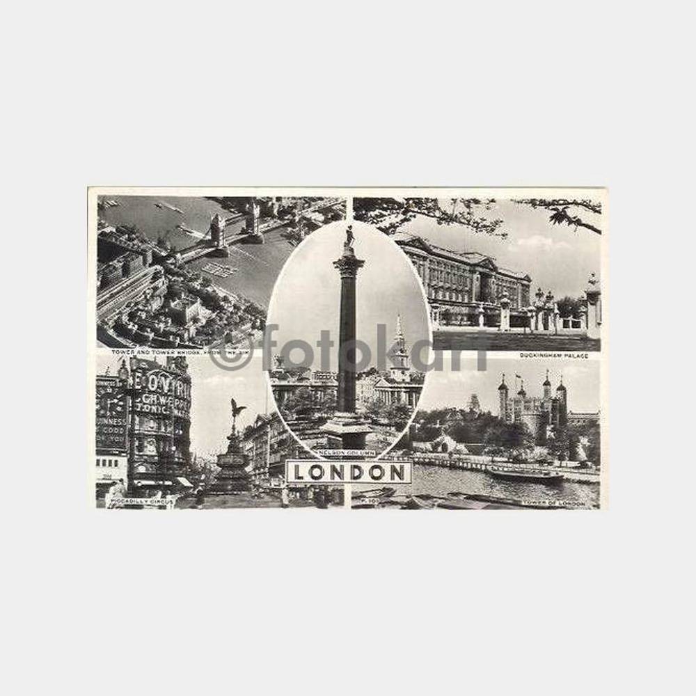 Londra İngiltere 4 Ayrı Görünüş Kartpostal