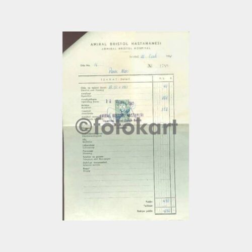 1961 Nişantaşı Amiral Bristol Hastanesi Belge