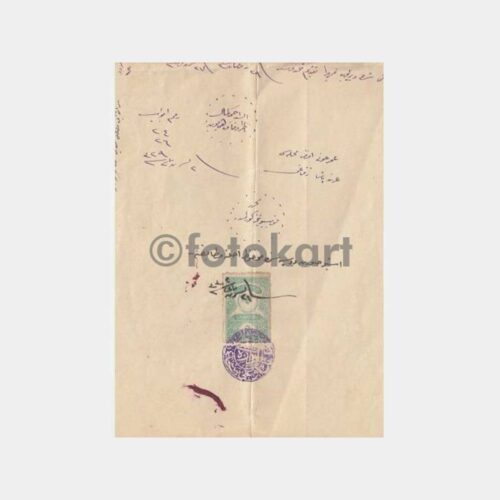 1918 Osmanlıca El Yazısı Pullu Damgalı Belge