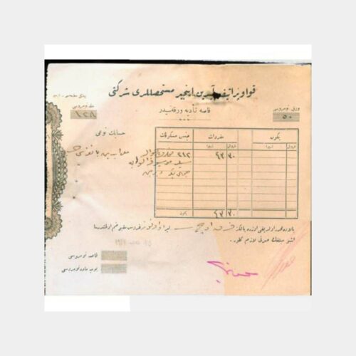 1928 Osmanlıca Aydın İncir Şti Belge