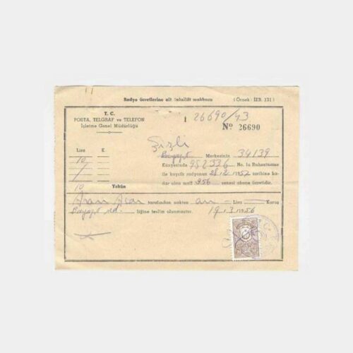 1956 PTT Radyo Ücreti Makbuzu
