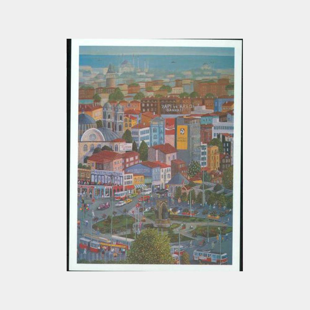 1996 İstanbul Taksim Meydanı Ressam Tablo Kartpostal