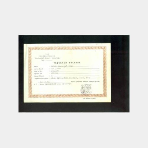 1979-1980 Öğrenci Teşekkür Belgesi