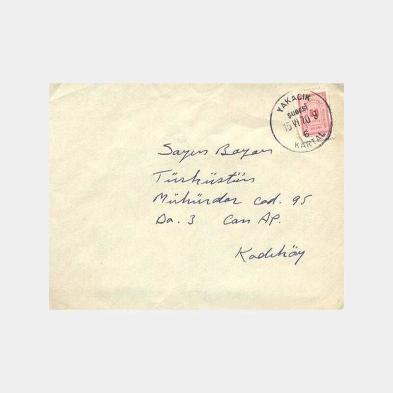 1970 Yakacık Damgalı Postadan Geçmiş Zarf