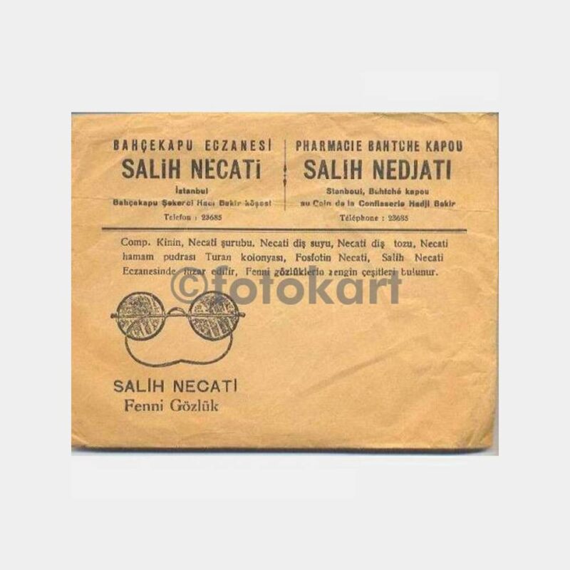 Bahçekapı Eczanesi Salih Necati Antetli Zarf