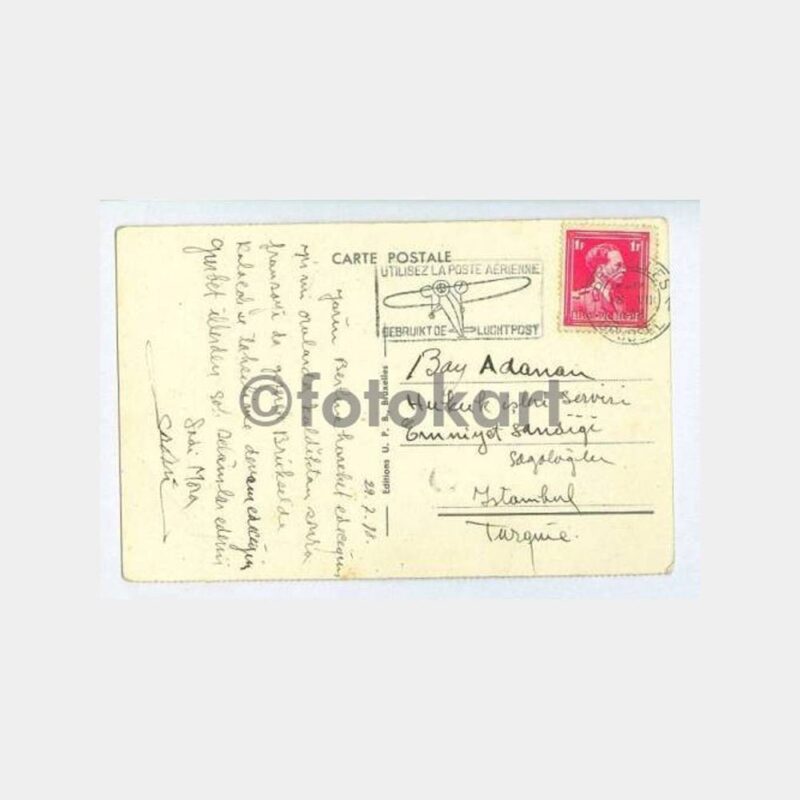 1938 Belçika Uçak Damgalı Kartpostal - Görsel 2