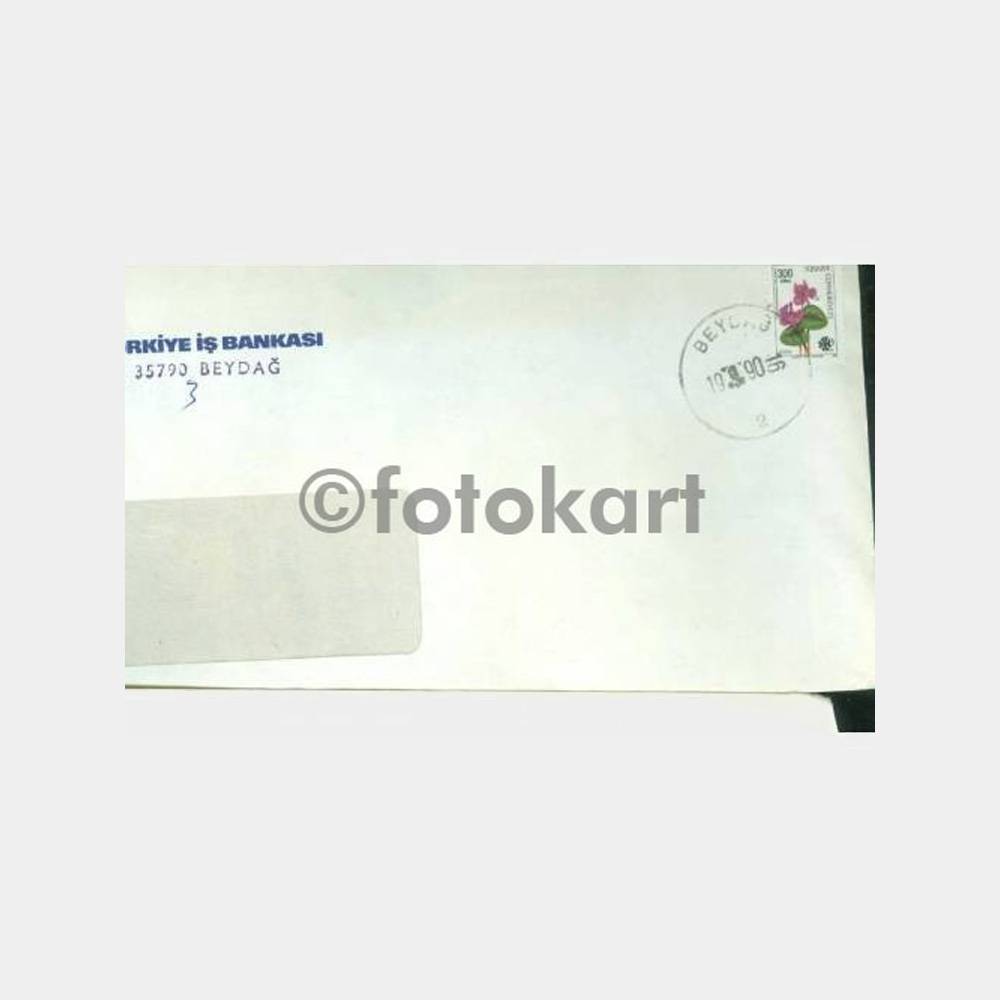 1990 Beydağ Posta Damgası T.İş Bankası Zarfı