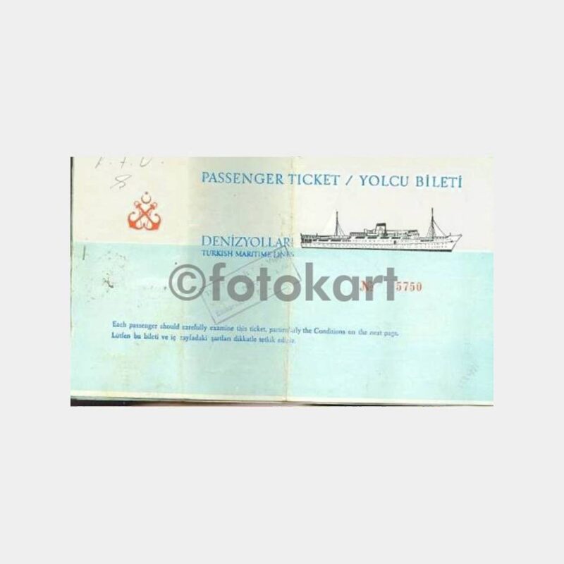 1977 Denizcilik B. İzmir-Birindisi Vapur Bileti