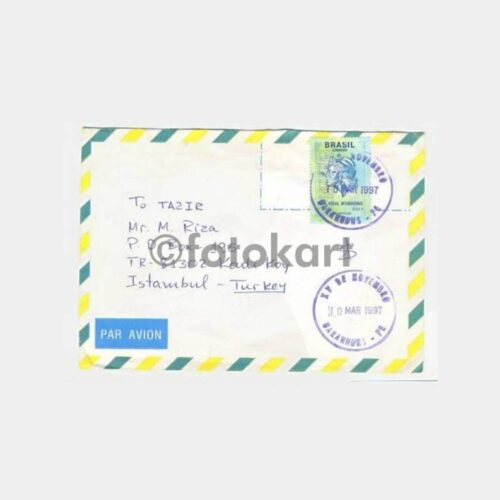 1997 Brezilya Pullu Damgalı Zarf