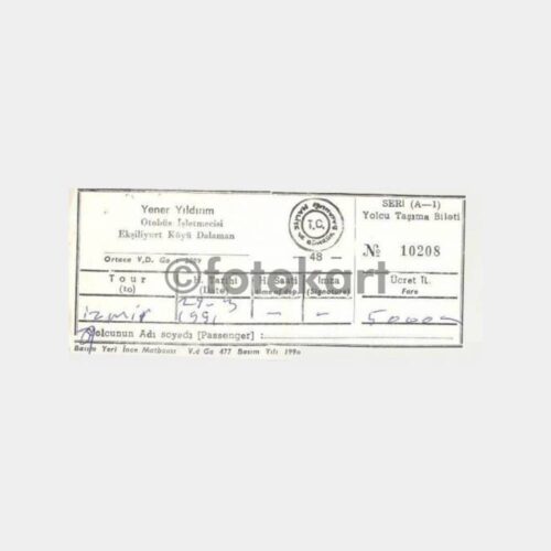 1991 Dalaman-İzmir Otobüs Bileti