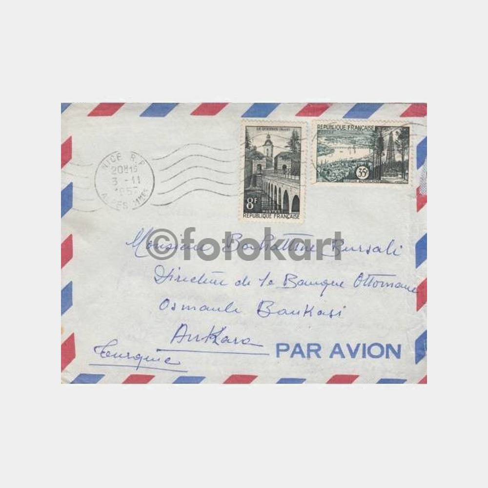 1957 Fransa Yabancı Posta Tarihi Zarf