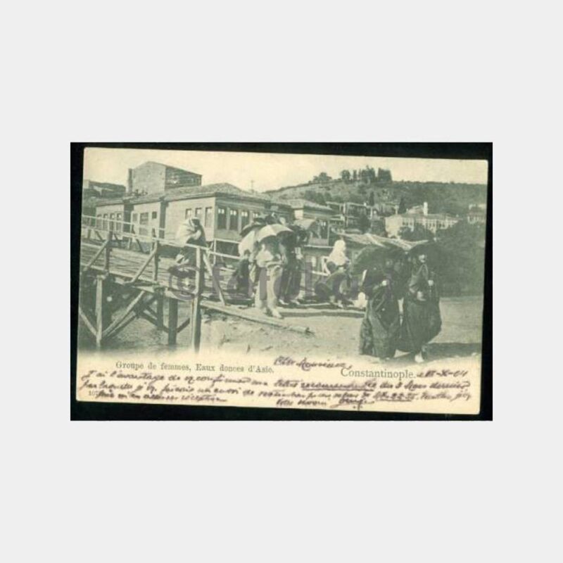 1909 Boğaziçi Göksu Köprüsü Kadınlar Damgalı Kartpostal