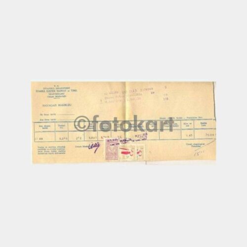 İ.E.T.T. Kadıköy Hasanpaşa Havagazı Makbuzu