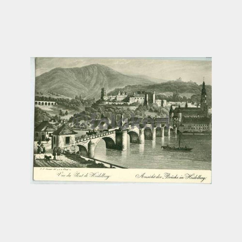 Almanya Heidelberg Gravür Görünüş Kartpostal