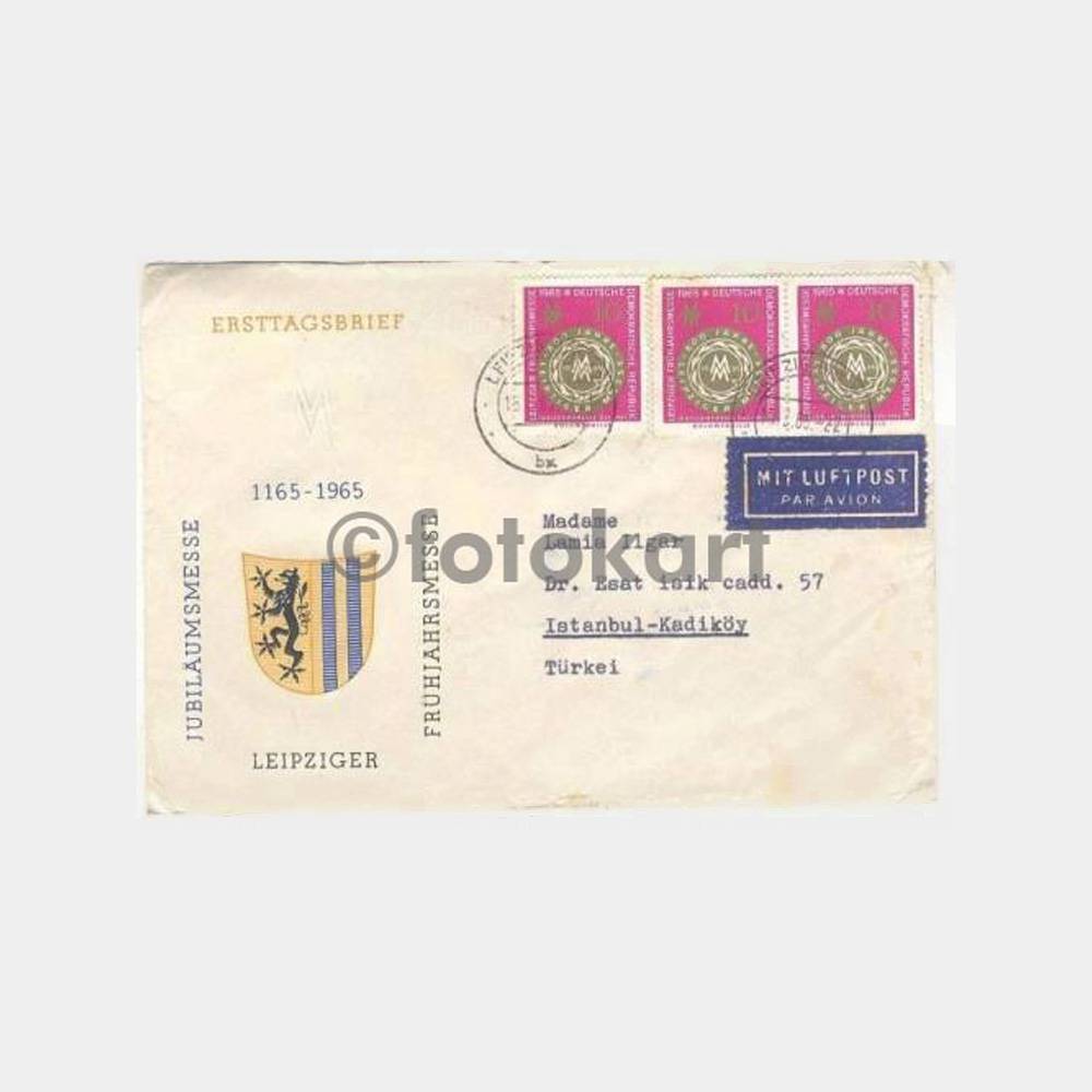 1965 Leipzig Damgalı 5 DDR Doğu Almanya Zarf