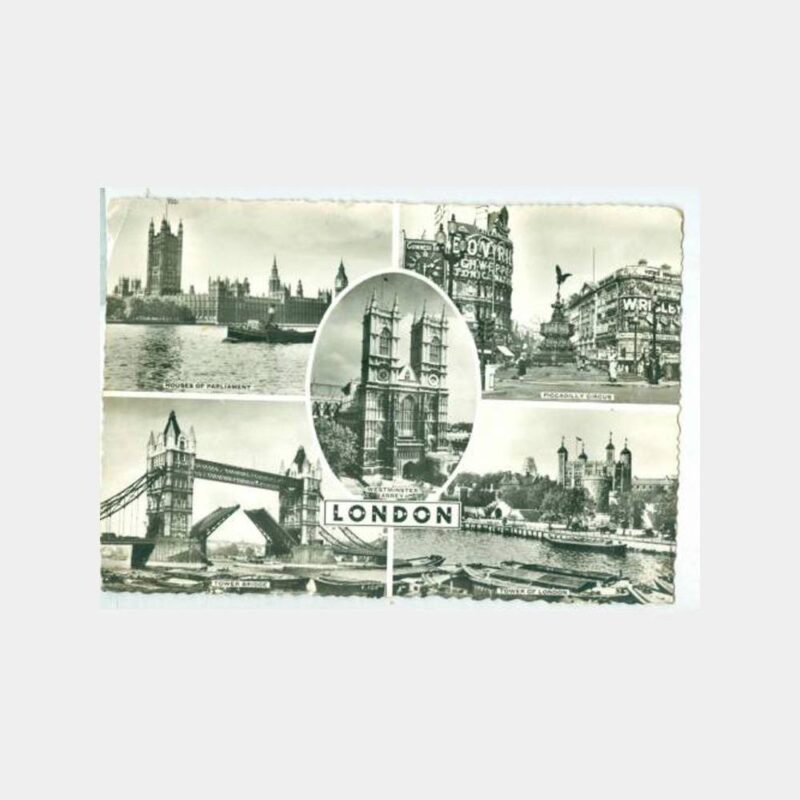 1957 Londra Dört Görünüş Damgalı Kartpostal