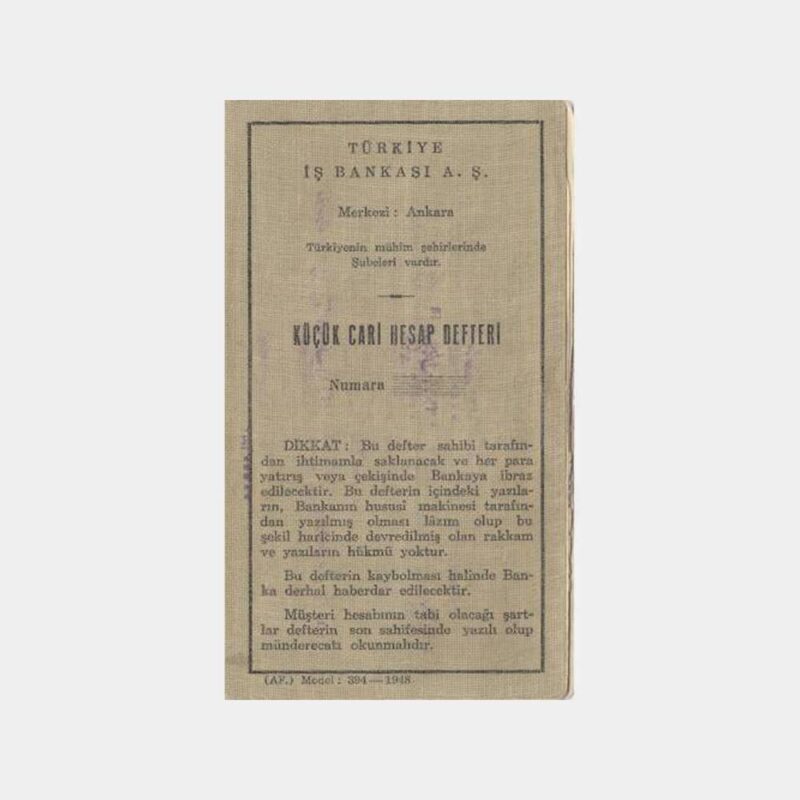 1952 T. İş Bankası Makine Yazılı Hesap Cüzdanı