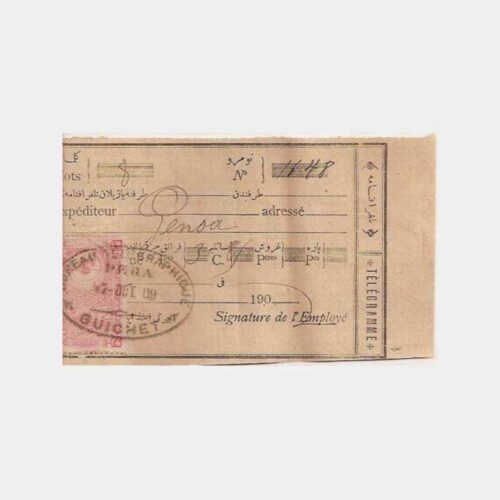 1909 Pera Beyoğlu Osmanlı Telgraf Alındı Makbuzu